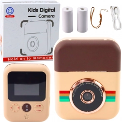 Appareil photo numérique pour enfants avec imprimante instantanée, marron – 3 rouleaux de papier