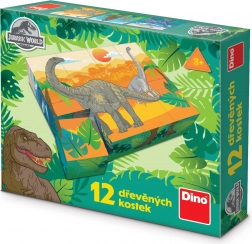 Cubes en bois sous licence Jurassic World – 12 cubes