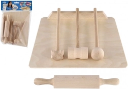 Set de cuisine en bois pour enfants – planche, rouleau et maillet 23 cm