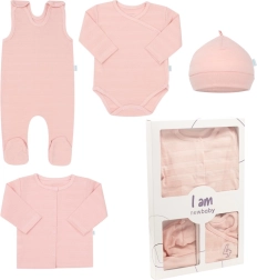 Coffret nouveau-né 4 pièces NEW BABY I AM, rose, taille 56 (0–3 m)