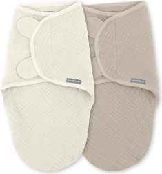 Couvertures d’emmaillotage en mousseline SwaddleMe™ Ulitka 1 TOG pour bébés de 0 à 3 mois, Cream/Cashew, 2 pièces