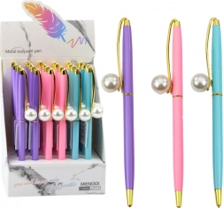 Stylo métallique avec perle, encre bleue 1,0 mm