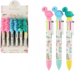 Stylo six couleurs avec motif dinosaure
