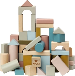 Blocs de construction en bois pastel pour enfants – 60 pièces Micki