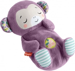 Singe en peluche violet avec musique, lumière et respiration rythmée pour bébés