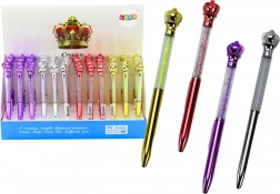 Stylo-bille avec couronne et strass scintillants, encre bleue 0,7 mm, assortiment de couleurs