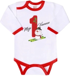 Body bébé avec inscription Mon premier Noël NEW BABY, manches longues, taille 74 (6–9 mois)