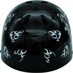 Casque de cyclisme et de skate avec motif tête de mort – noir‑argent