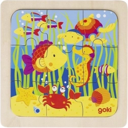 GOKI Puzzle en bois Sous l’eau 9 pièces