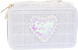 Trousse tweed à trois compartiments Girabrilla blanche