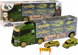 Camion de transport vert pour petites voitures