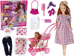 Poupée Lucy enceinte avec bébé et poussette