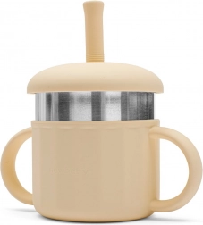 Tasse en silicone 2-en-1 NEW BABY, beige