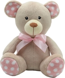 Ourson en peluche à pois beige 25 cm