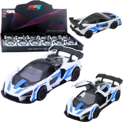 Voiture de sport de course en métal 1:32 avec moteur à rétrofriction et portes ouvrantes – blanche