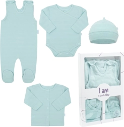 Ensemble bébé 4 pièces pour la maternité New Baby I am bleu