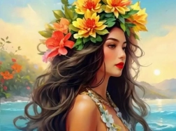 Peinture diamant fille au bord de la mer 30 × 40 cm