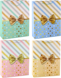 Grand sac cadeau avec nœud doré