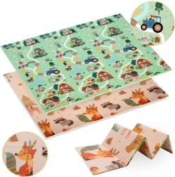 Tapis de jeu en mousse XPE pliable double face 180 × 200 cm forêt et village Humbi
