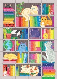 Puzzle Couverture brodée : chats arc-en-ciel 1000 pièces