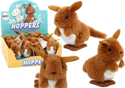 Kangourou en peluche sauteur à remontoir marron