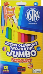 Astra crayons jumbo triangulaires 12 pcs avec taille-crayon