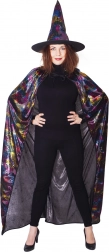 Costume de sorcière avec cape toile d’araignée et chapeau pour adultes