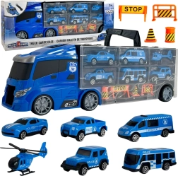 Camion avec transporteur 3 en 1 Police Bleue