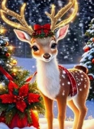 Norimpex Peinture par numéros Renne de Noël en hiver 40 × 50 cm