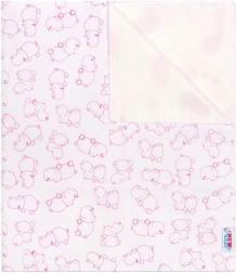 alèse en flanelle imperméable New Baby hippopotame blanc/rose