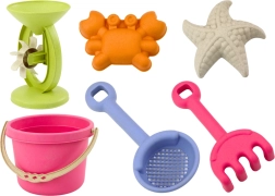 Ensemble pastel de jouets pour le sable avec seau, moulin, tamis et moules