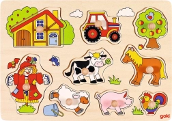 Puzzle d’encastrement en bois ferme avec poignées