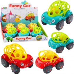 Voiture hochet pour bébés rouge et vert