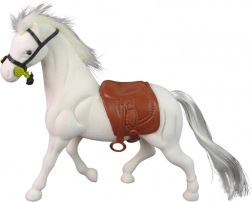 Figurine de cheval blanc avec selle marron – ferme