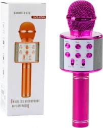 Microphone karaoké sans fil avec Bluetooth et haut-parleur intégré – rose