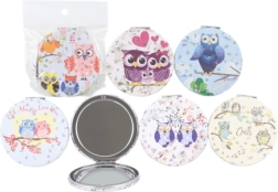 Miroir pliable rond avec des hiboux - 1 pièce