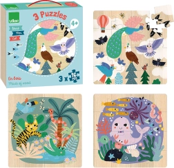 Puzzles en bois Mer, Terre et Air par Vilac