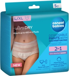 Canpol babies culottes post-partum jetables avec insert 2-en-1 L/XL, 5 pcs