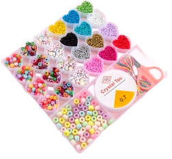 Set de perles en boîte avec compartiments en forme de cœur – 26 pièces
