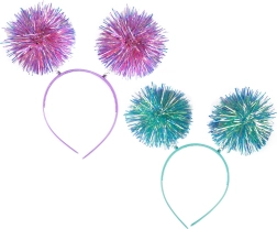 Serre-tête de fête avec pompons scintillants