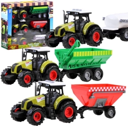 ensemble de trois tracteurs avec remorques amovibles pour petits fermiers