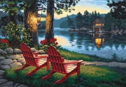 Norimpex peinture diamant Assis au bord du lac 30 × 40 cm