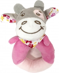 Hochet en peluche anneau vache 13 cm