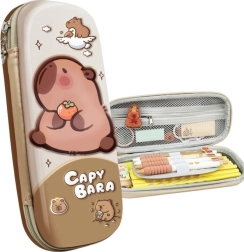Trousse scolaire rembourrée capybara beige