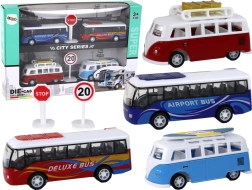 Set de jouets : camping-cars et bus à inertie 1:87, 4 pcs