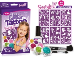 SassyLue grand coffret de tatouages pailletés pour filles
