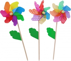 Moulin à vent en bois avec baguette 18 cm