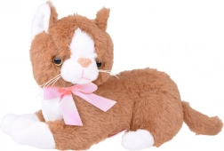 chat en peluche Flico avec nœud rose 34 cm