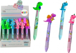 Stylo-bille multicolore à curseur 3 couleurs dinosaure