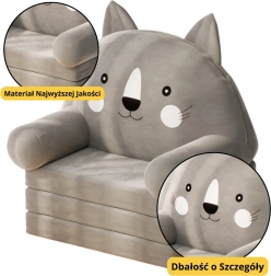 Fauteuil pour enfant pliant Chat Gris à 3 niveaux